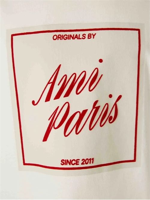 AMI Parislogo-print T-shirt Ami Paris | UTS385.726136 WHITE CREAM